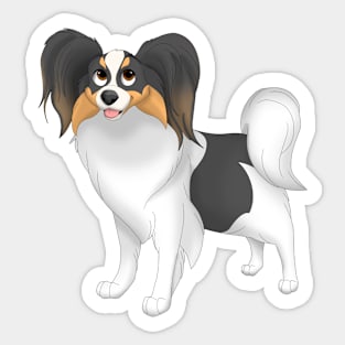 White, Black & Tan Papillon Dog Sticker